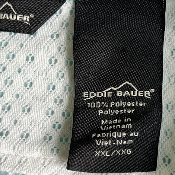 Eddie Bauer Shirt Button Up Size XXL Outdoor Back Vent TopTeal & White Floral - Picture 6 of 7